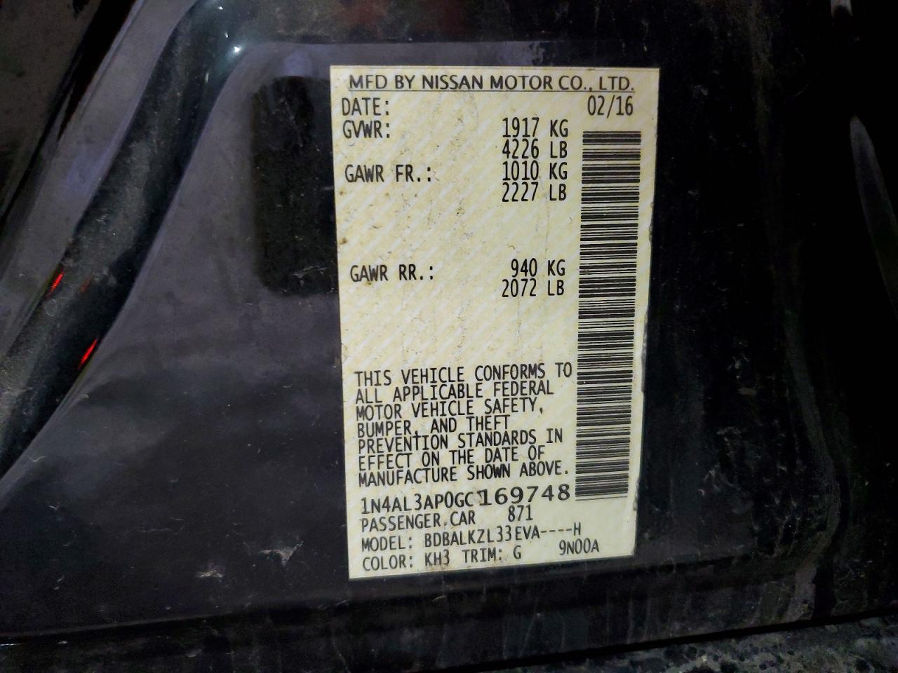 2016 NISSAN ALTIMA 2.5 SV photo 37