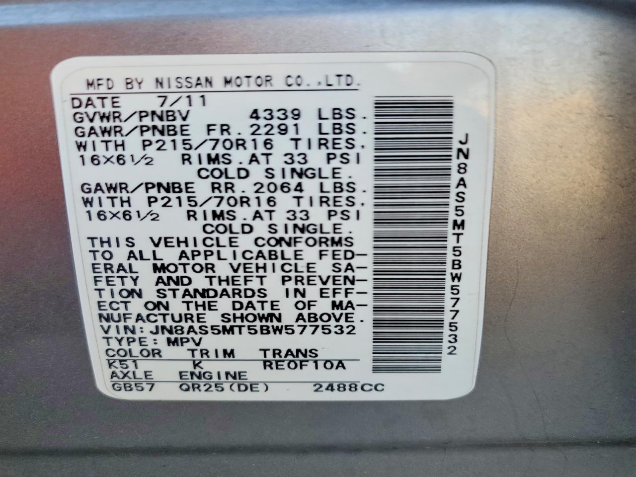 2011 NISSAN ROGUE S photo 34