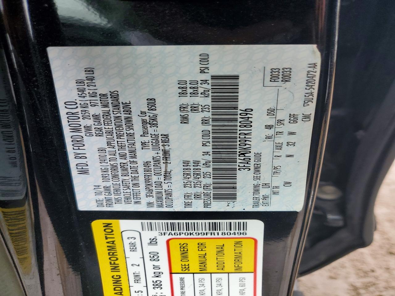 2015 FORD FUSION TITANIUM photo 23