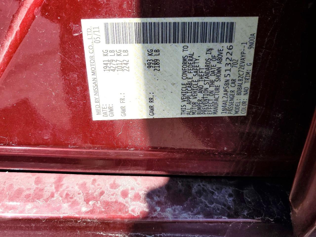 2011 NISSAN ALTIMA 2.5 photo 12