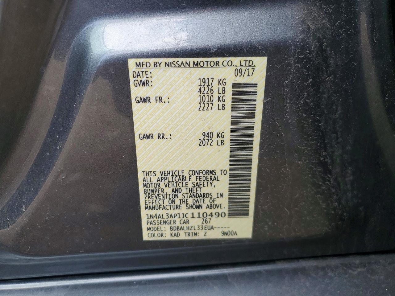 2018 NISSAN ALTIMA 2.5 SR photo 12