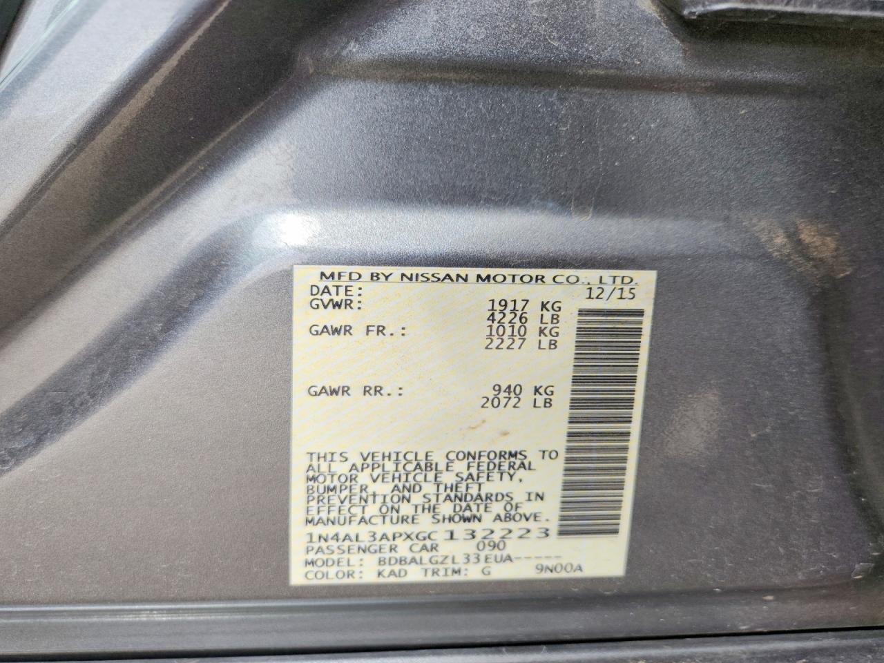 2016 NISSAN ALTIMA 2.5 S photo 25