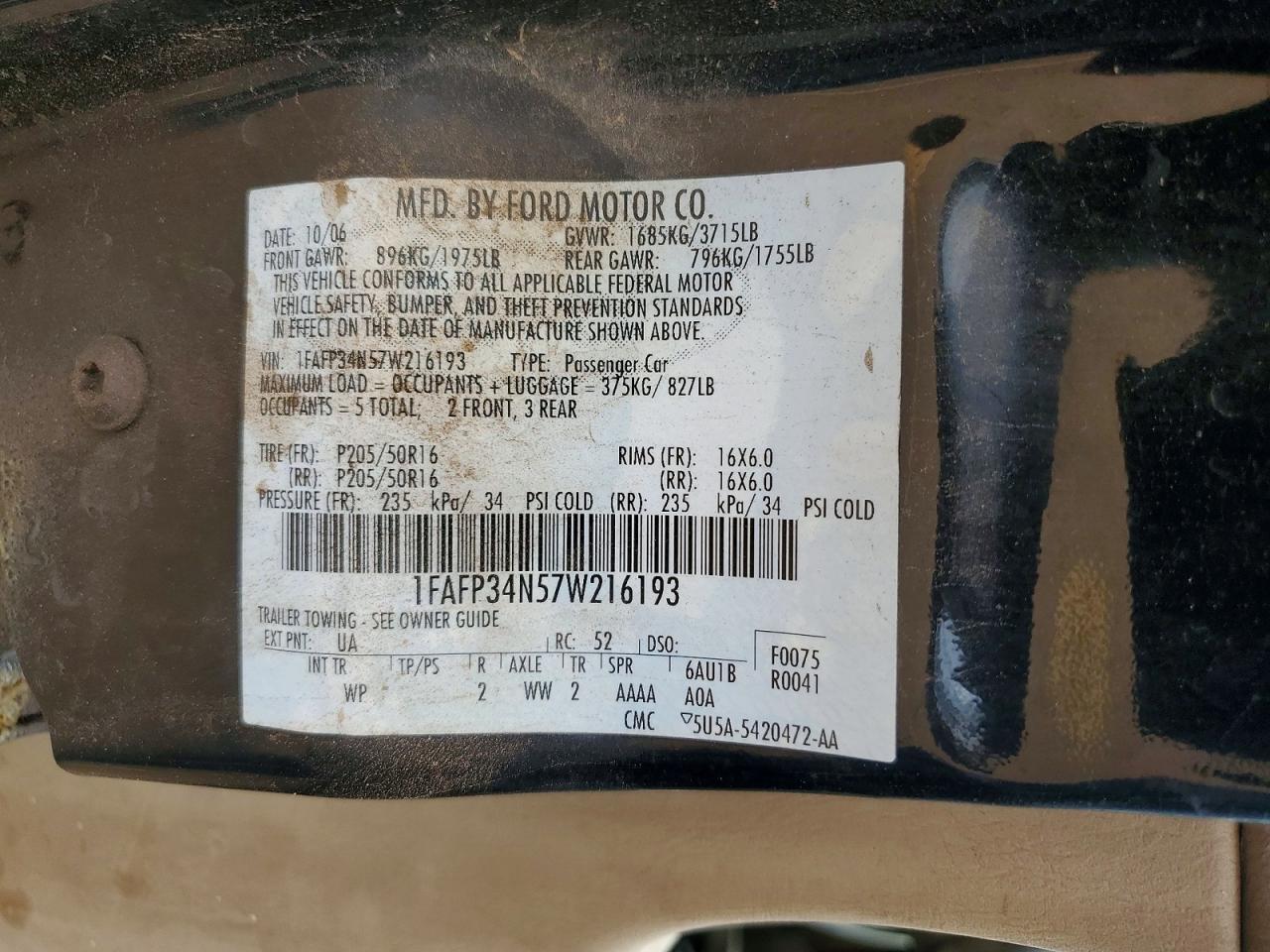 2007 FORD FOCUS ZX4 photo 34