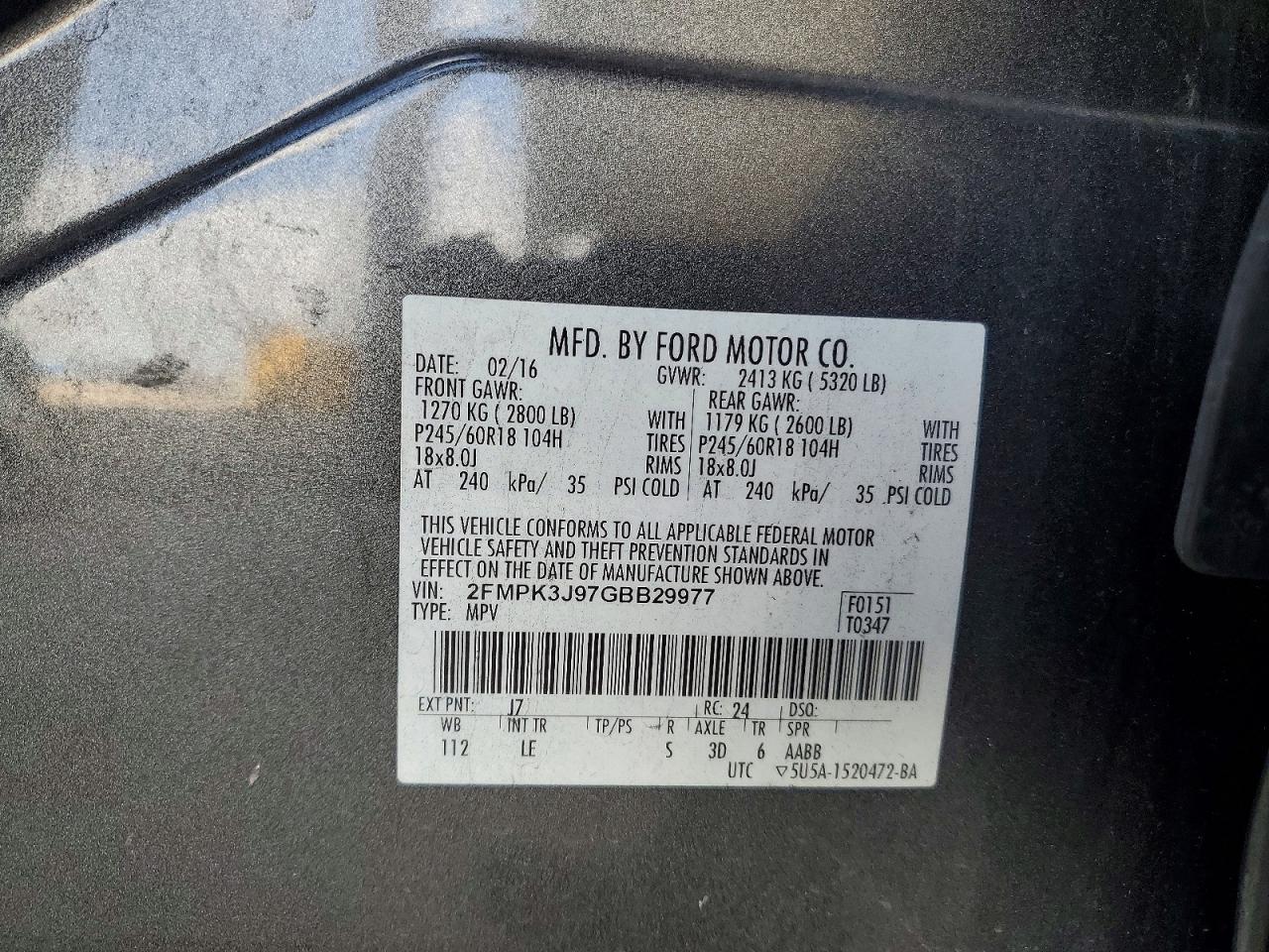 2016 FORD EDGE SEL photo 25