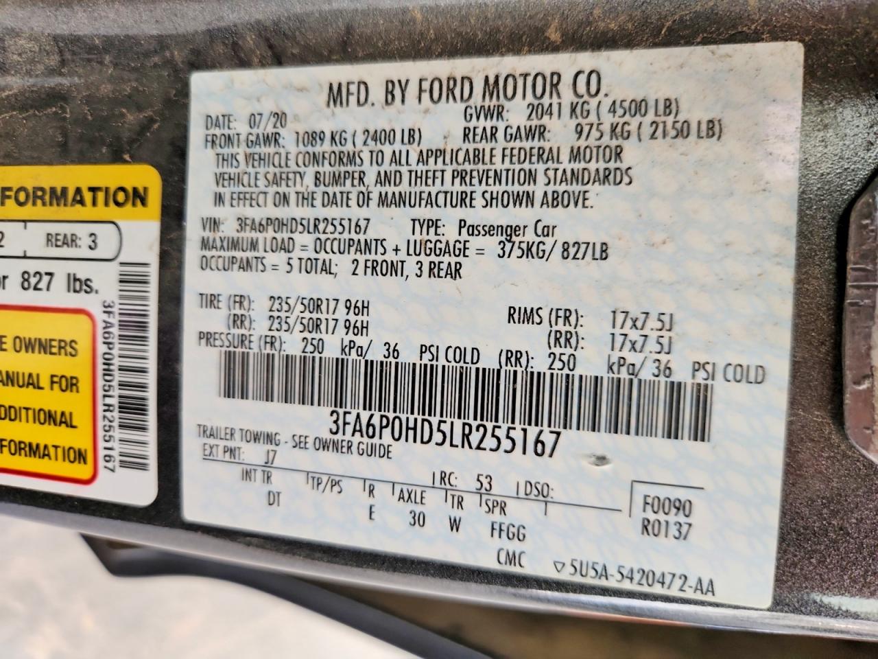 2020 FORD FUSION SE photo 23