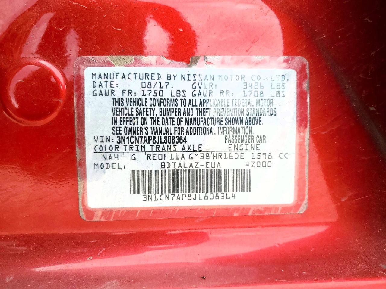 2018 NISSAN VERSA S PLUS photo 13