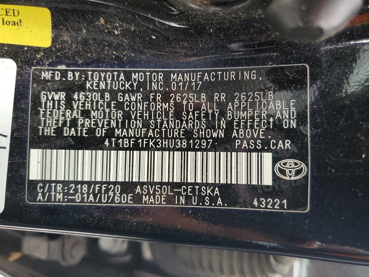 2017 TOYOTA CAMRY SE photo 34