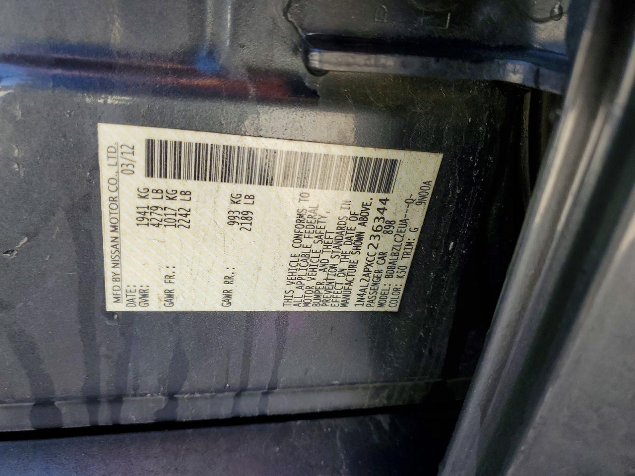 2012 NISSAN ALTIMA 2.5 photo 34