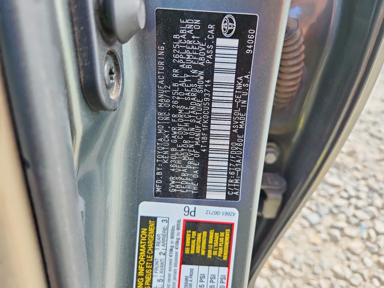 2012 TOYOTA CAMRY LE photo 34