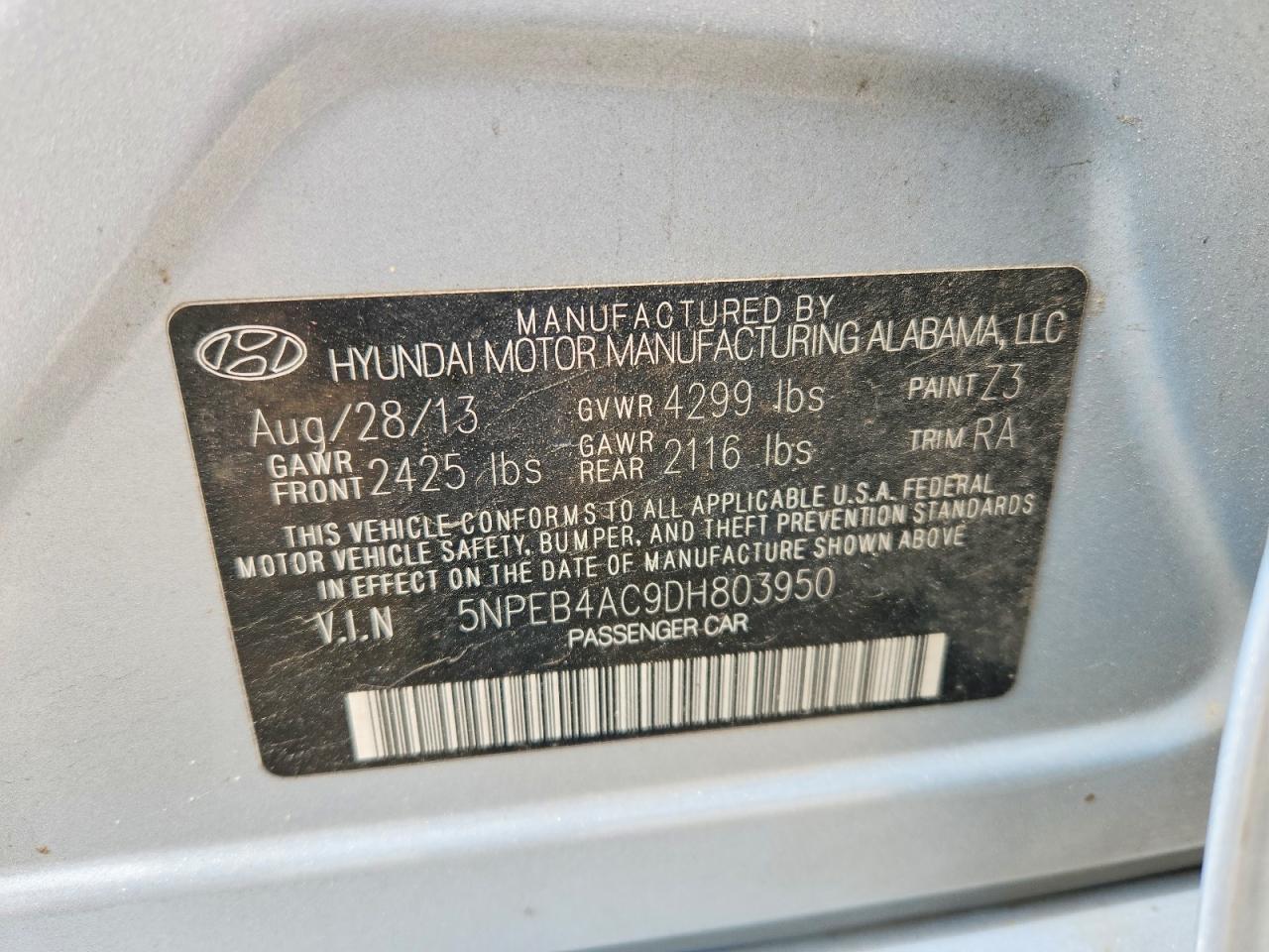 2013 HYUNDAI SONATA GLS photo 37