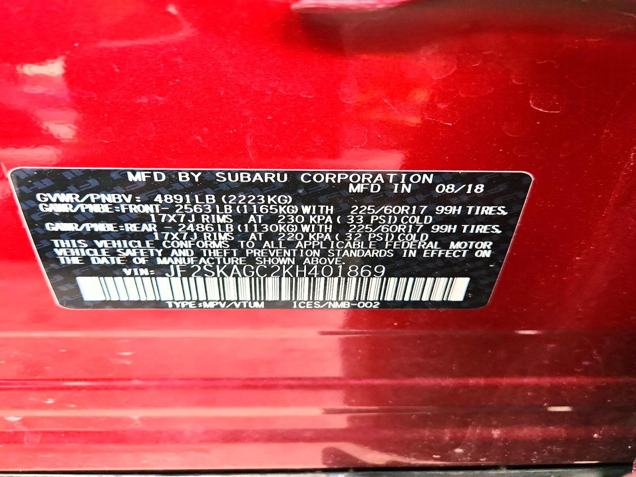2019 SUBARU FORESTER PREMIUM photo 37