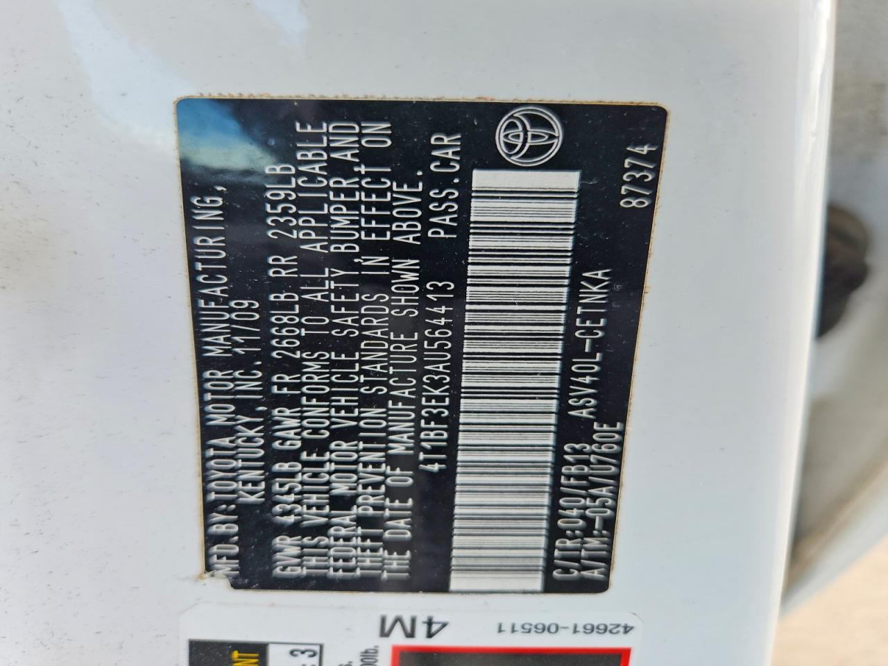 2010 TOYOTA CAMRY LE photo 23