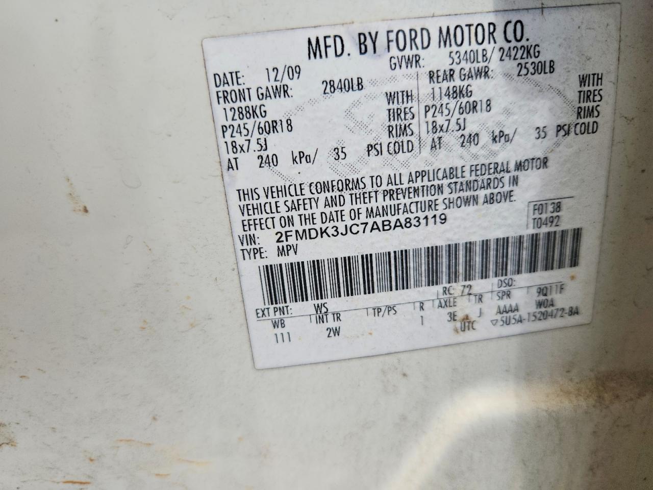 2010 FORD EDGE SEL photo 37