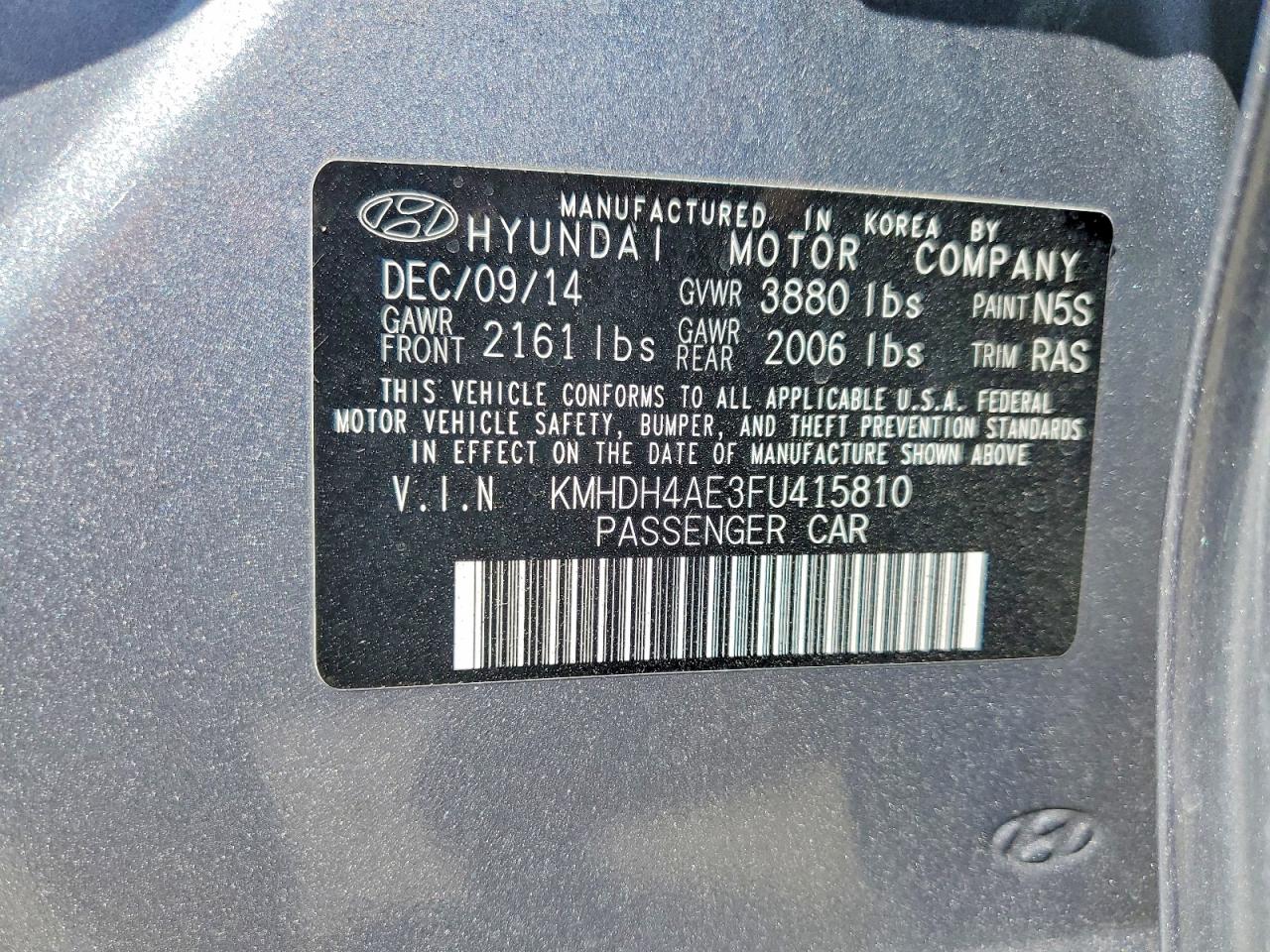 2015 HYUNDAI ELANTRA LIMITED photo 23