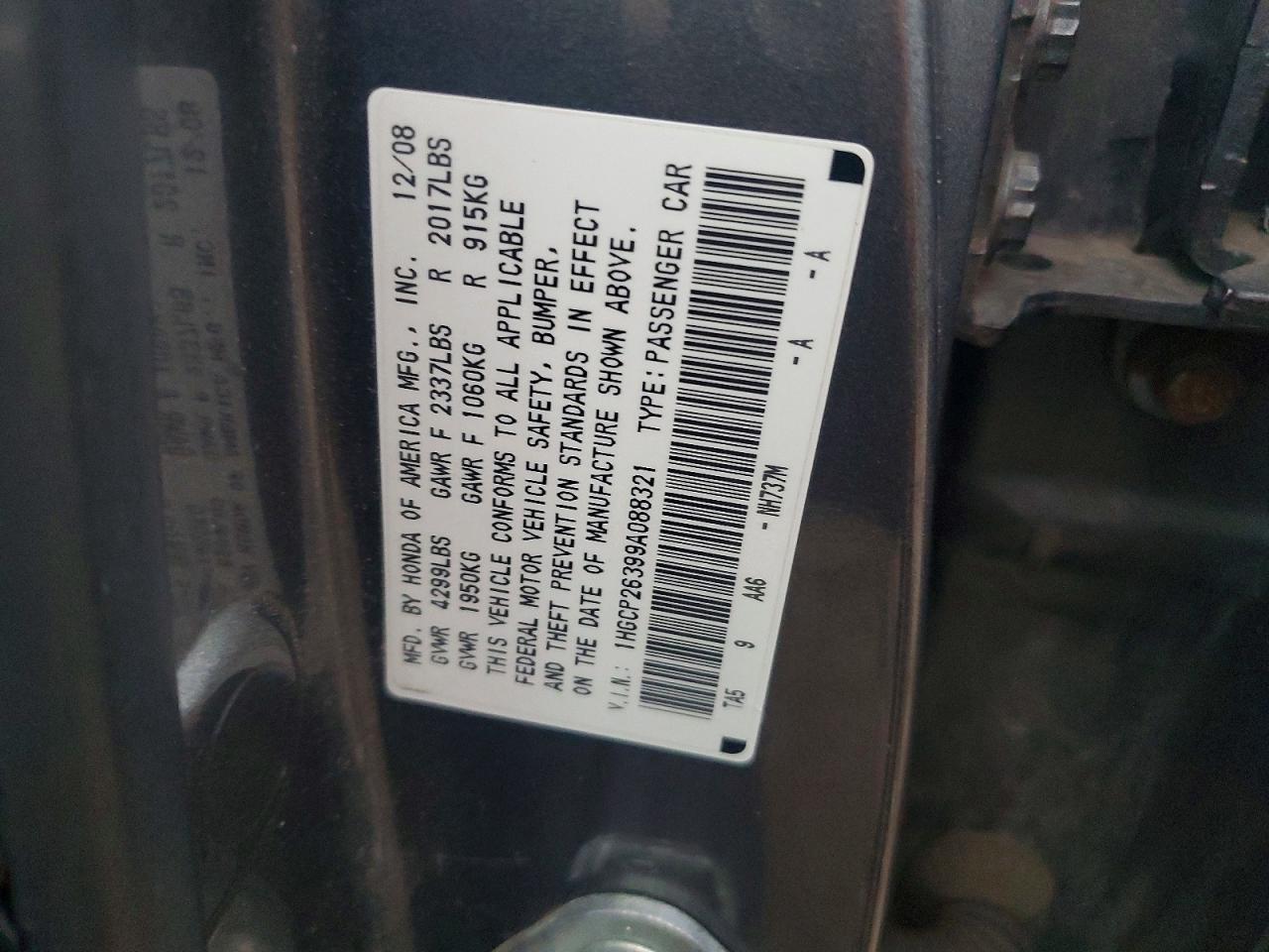 2009 HONDA ACCORD LX photo 23