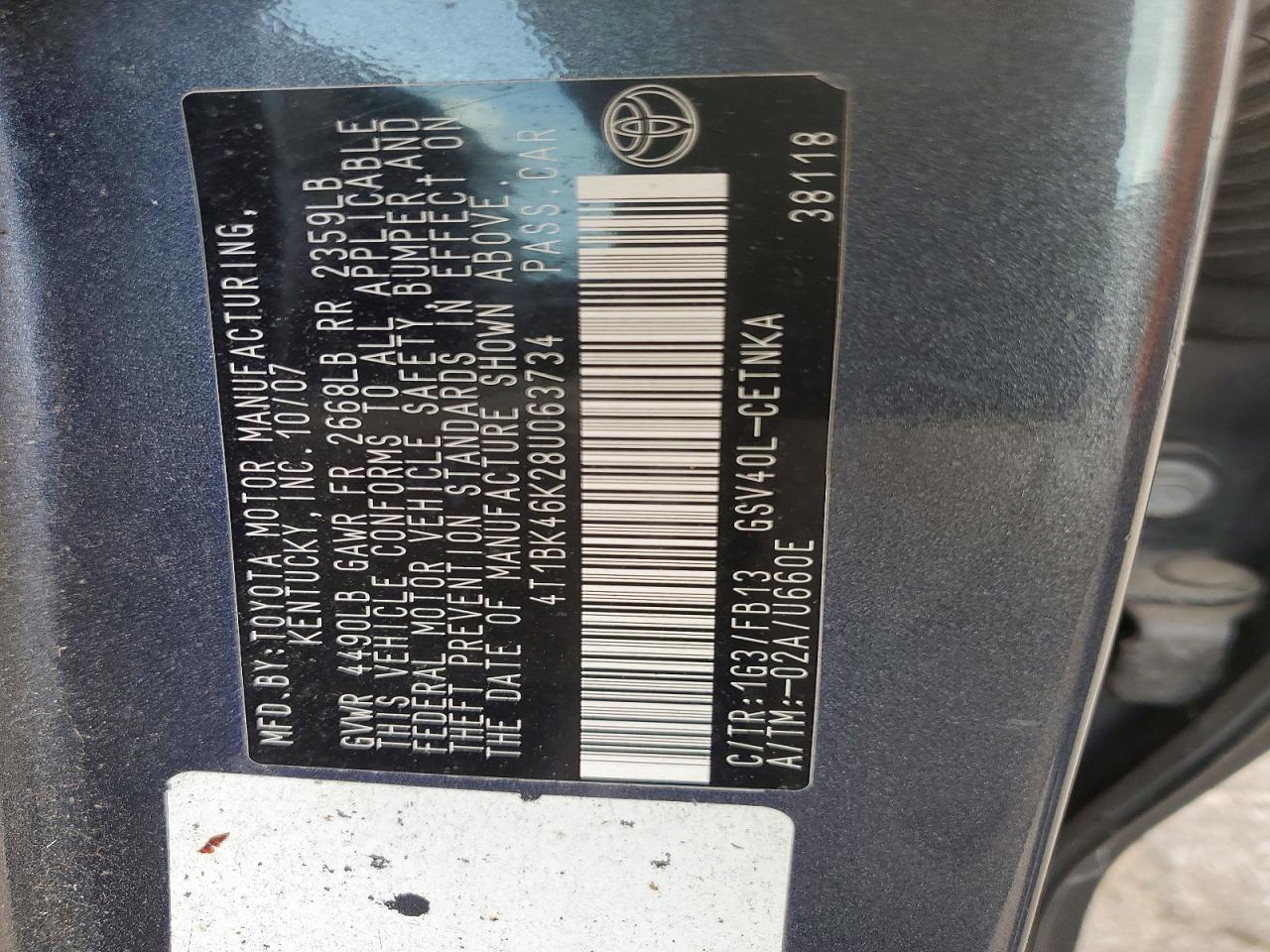 2008 TOYOTA CAMRY LE V6 photo 25