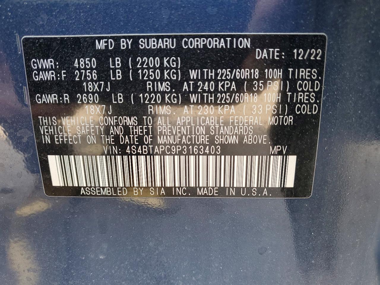 2023 SUBARU OUTBACK TOURING photo 40