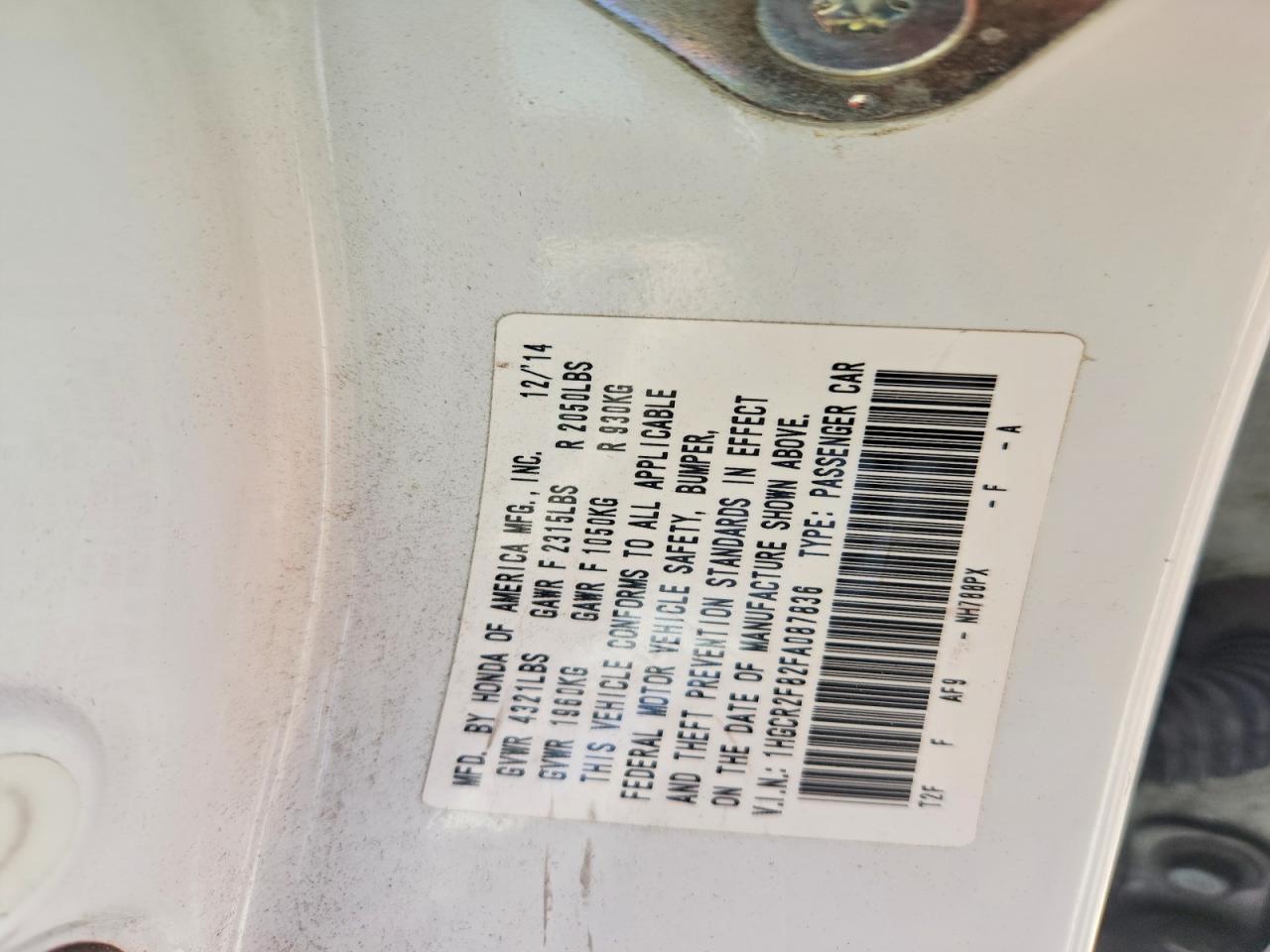 2015 HONDA ACCORD EXL photo 34