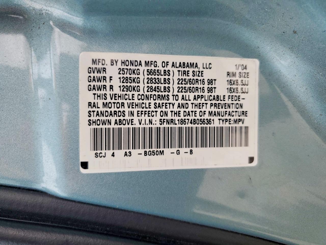 2004 HONDA ODYSSEY EX photo 37