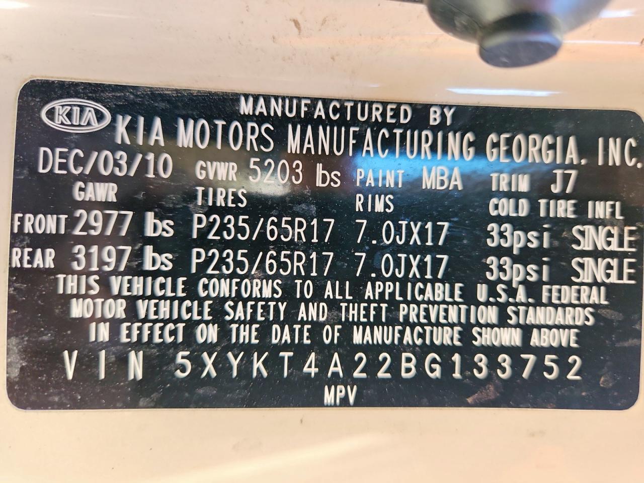 2011 KIA SORENTO LX photo 27