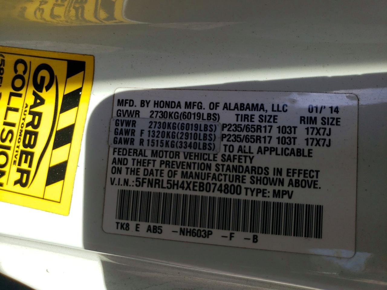 2014 HONDA ODYSSEY EX photo 25