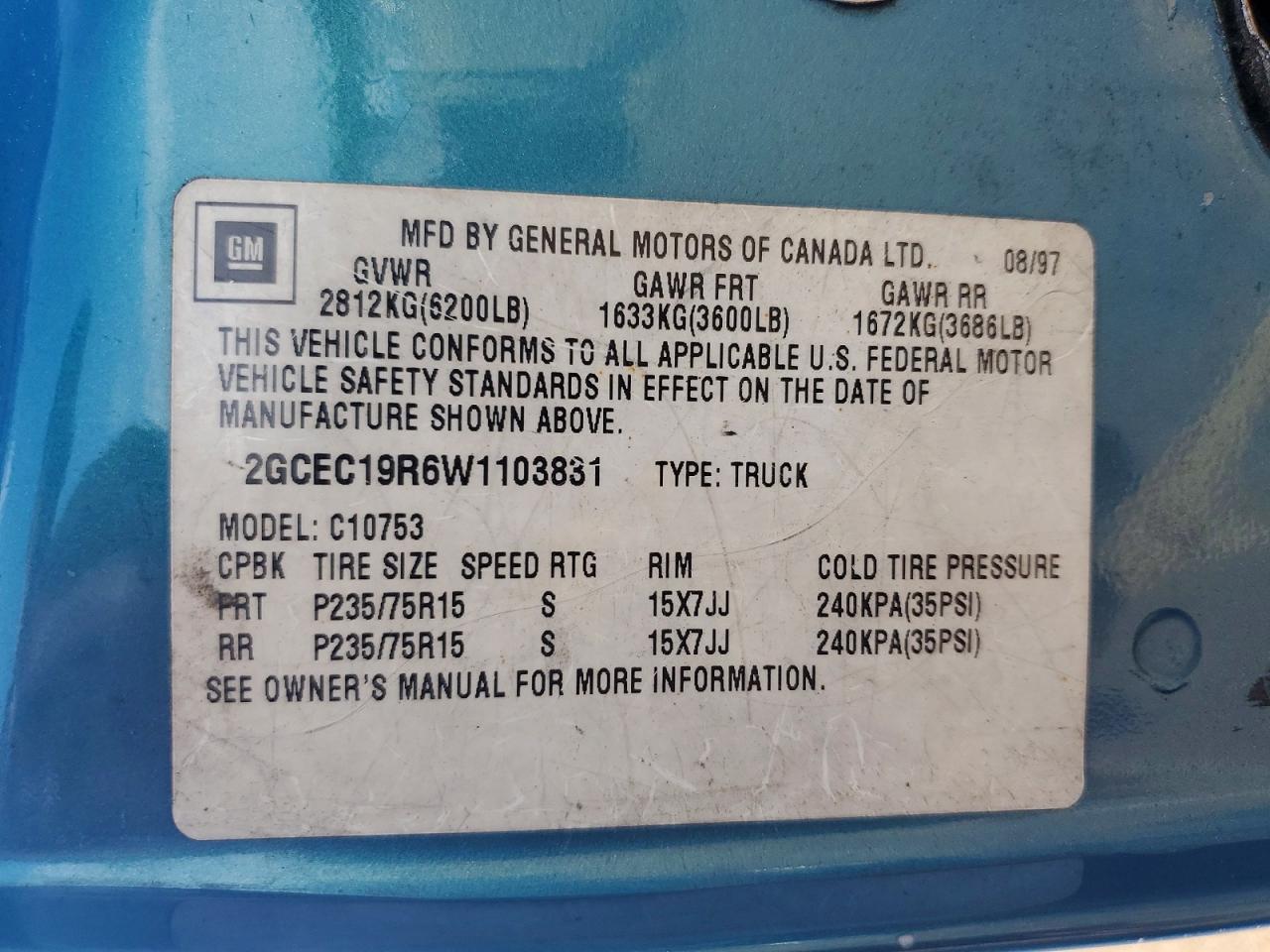 1998 CHEVROLET GMT-400 C1500 photo 23
