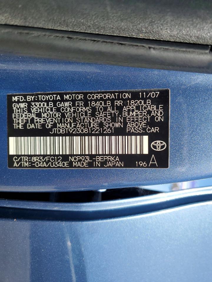 2008 TOYOTA YARIS BASE photo 12