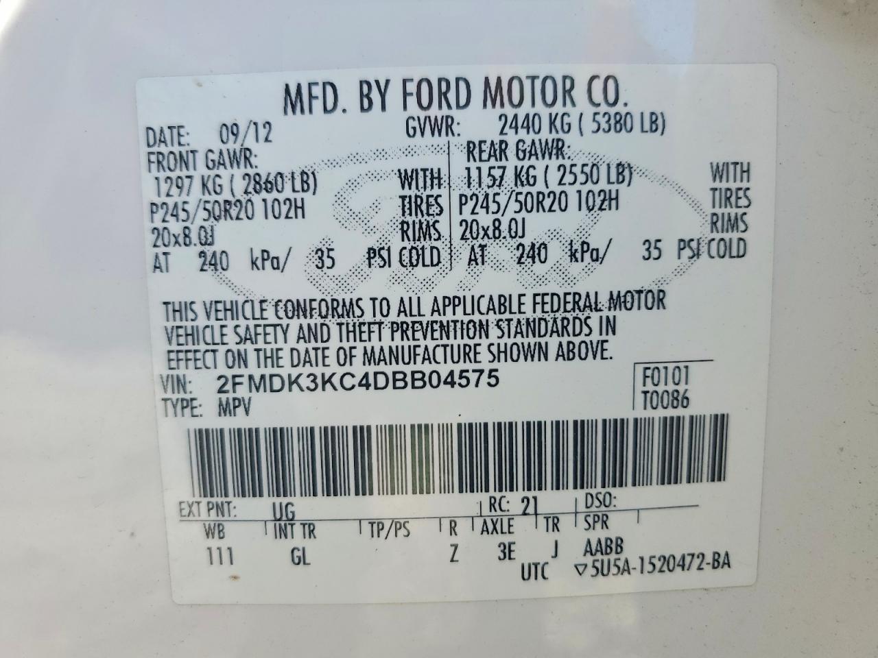 2013 FORD EDGE LIMITED photo 25