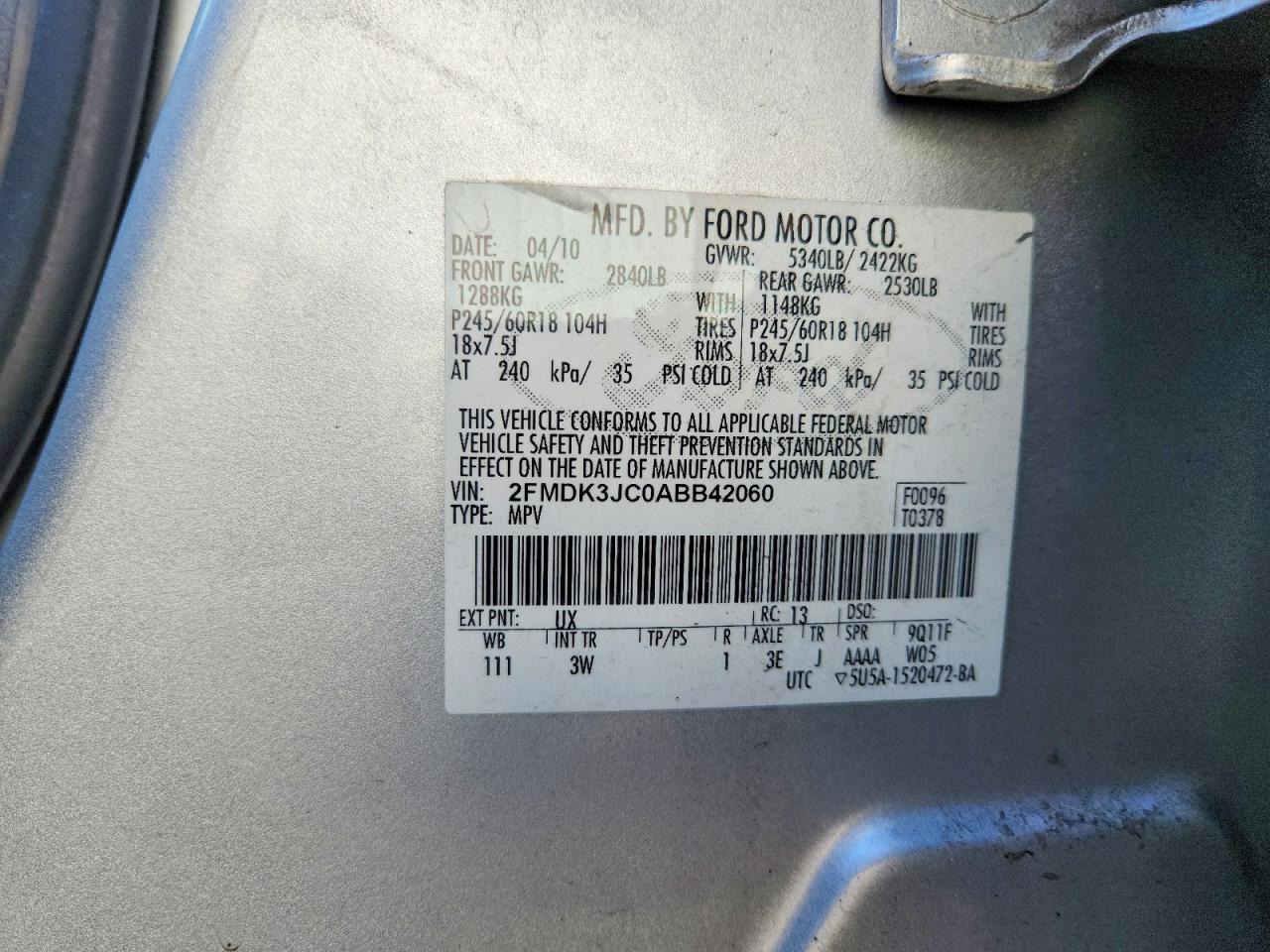 2010 FORD EDGE SEL photo 25