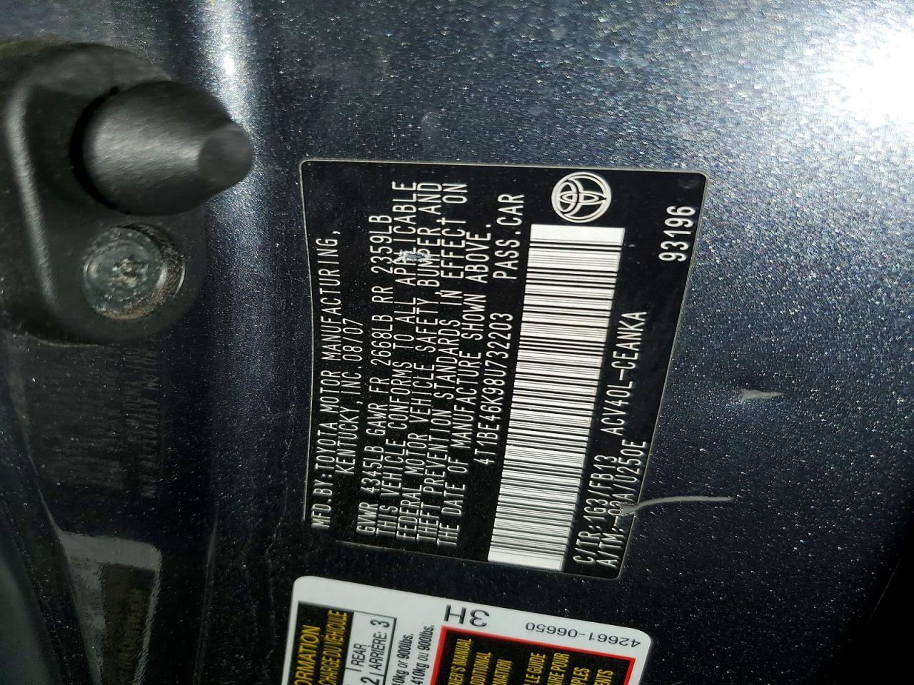 2008 TOYOTA CAMRY LE photo 23