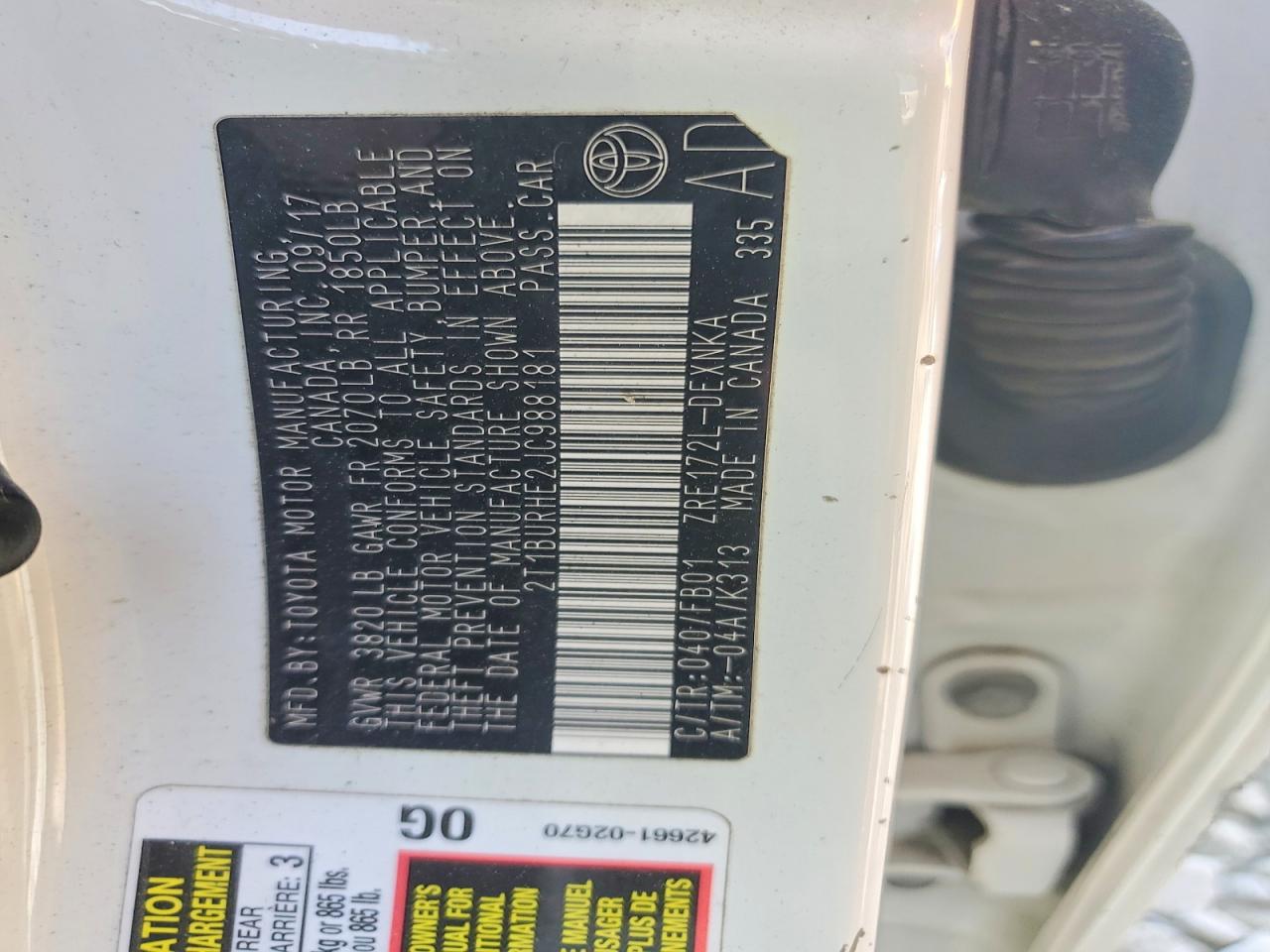 2018 TOYOTA COROLLA LE photo 23