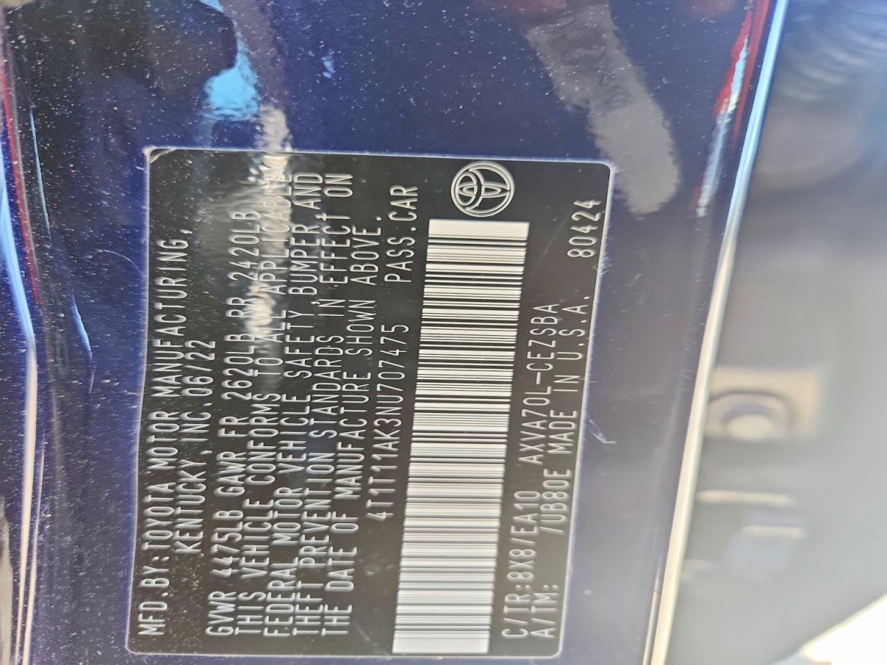2022 TOYOTA CAMRY SE photo 12