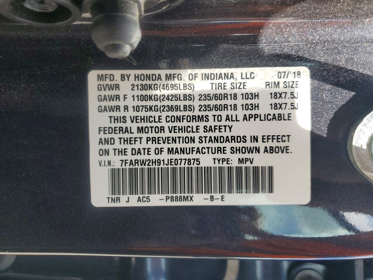 2018 HONDA CR-V TOURING photo 37