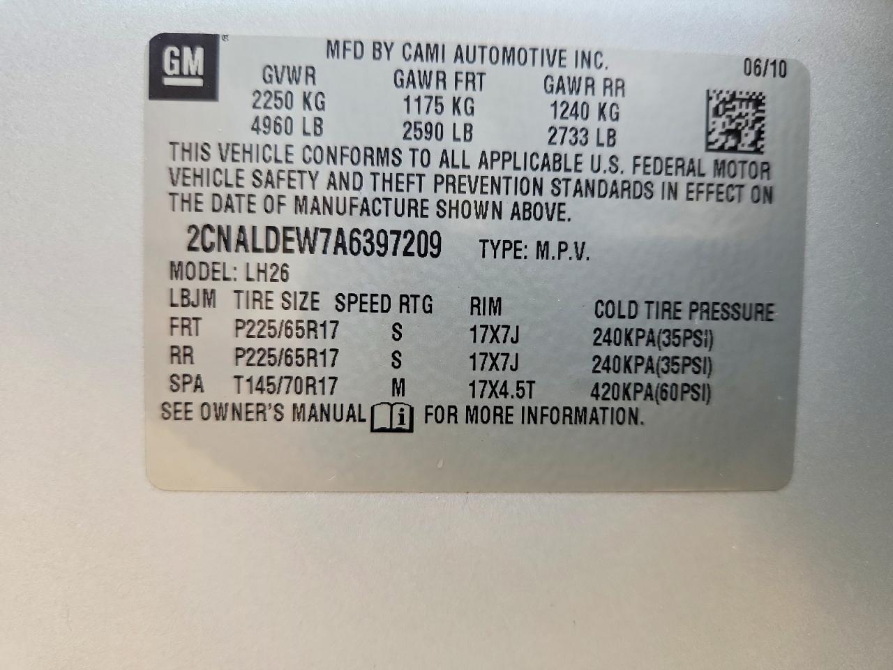 2010 CHEVROLET EQUINOX LT photo 25