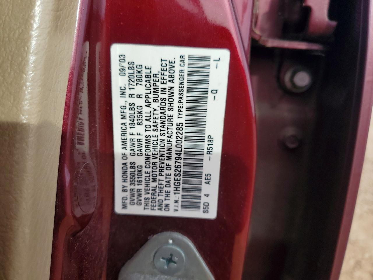 2004 HONDA CIVIC EX photo 12