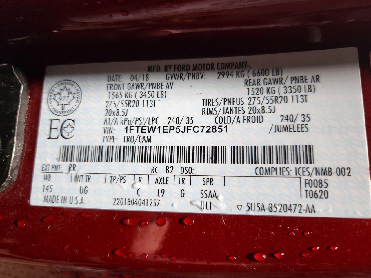 2018 FORD F150 SUPERCREW photo 25