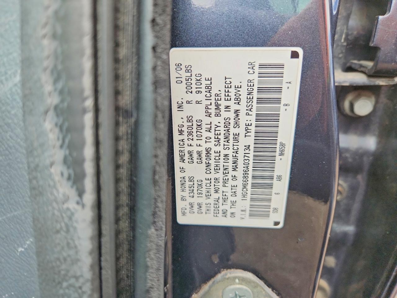 2006 HONDA ACCORD EX photo 12