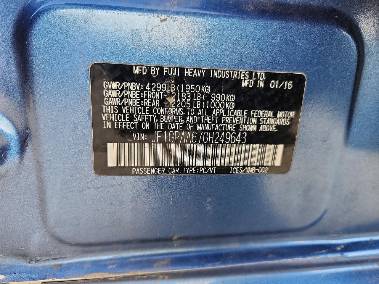 2016 SUBARU IMPREZA photo 34