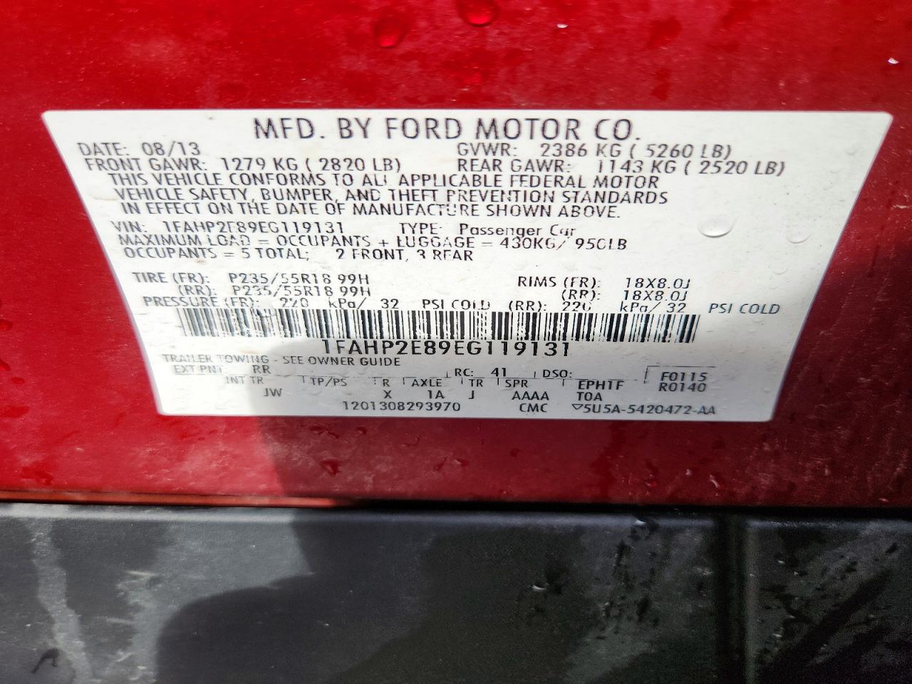 2014 FORD TAURUS SEL photo 12
