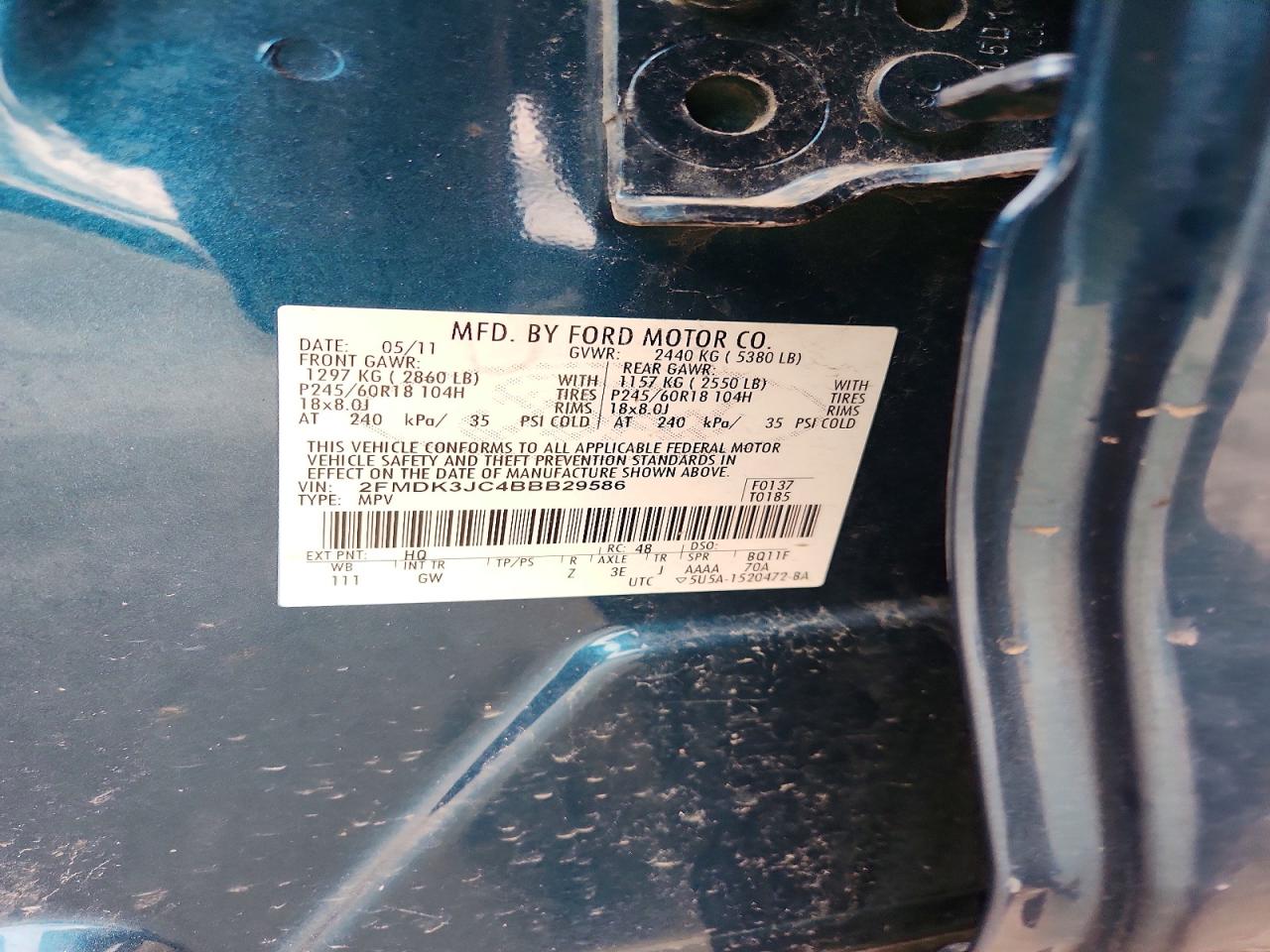 2011 FORD EDGE SEL photo 37