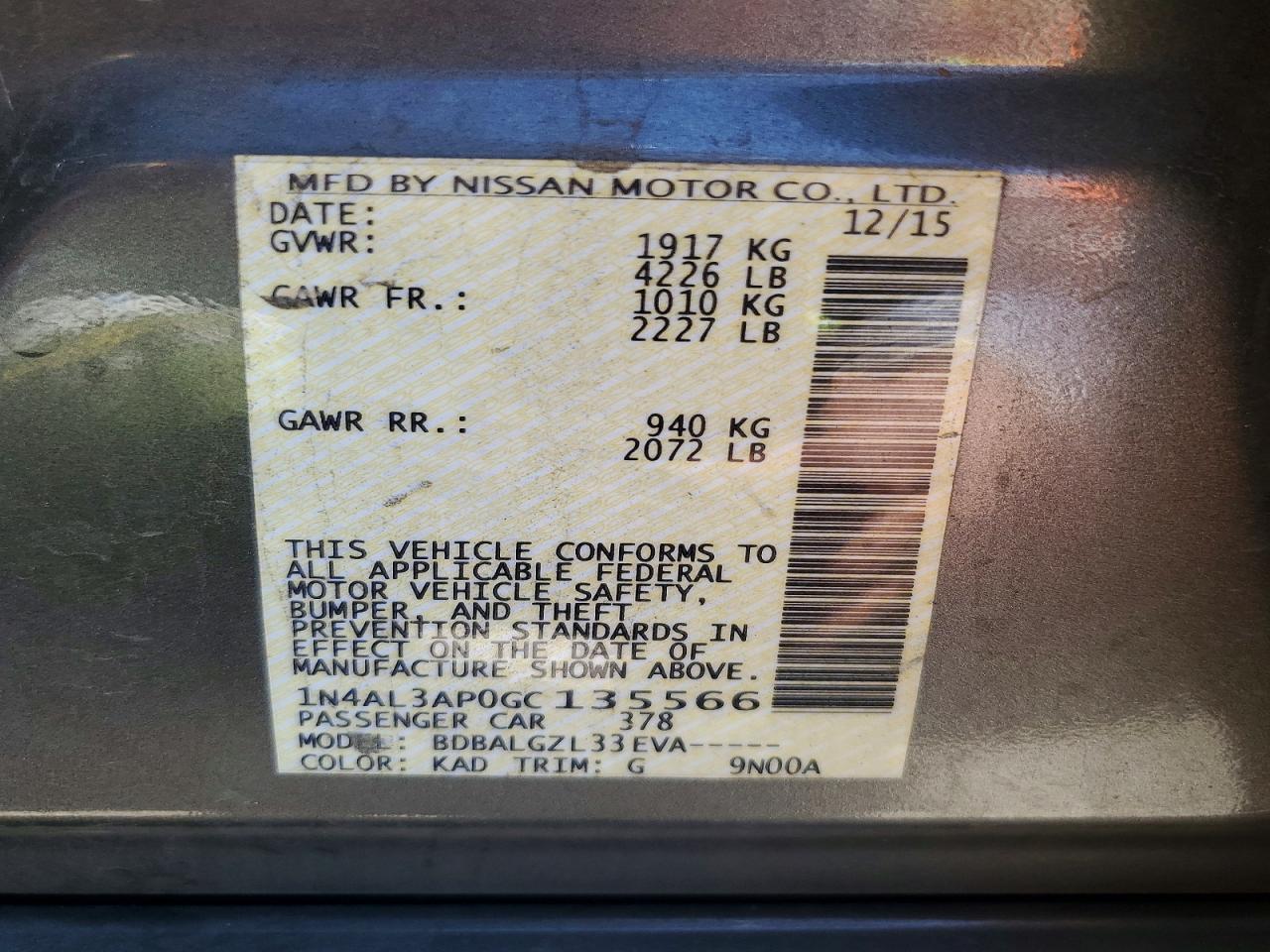 2016 NISSAN ALTIMA 2.5 photo 23