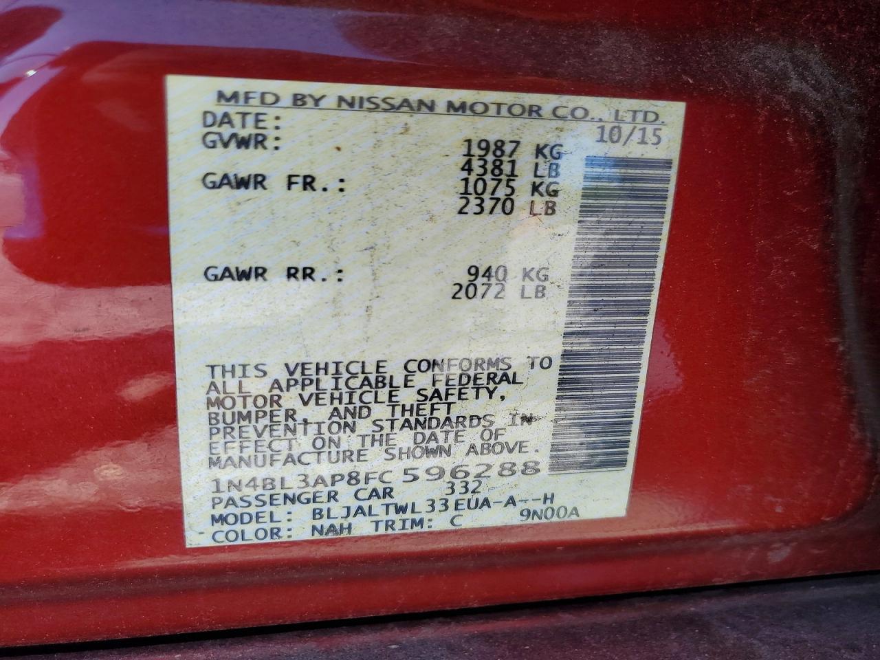 2015 NISSAN ALTIMA 3.5 SL photo 12