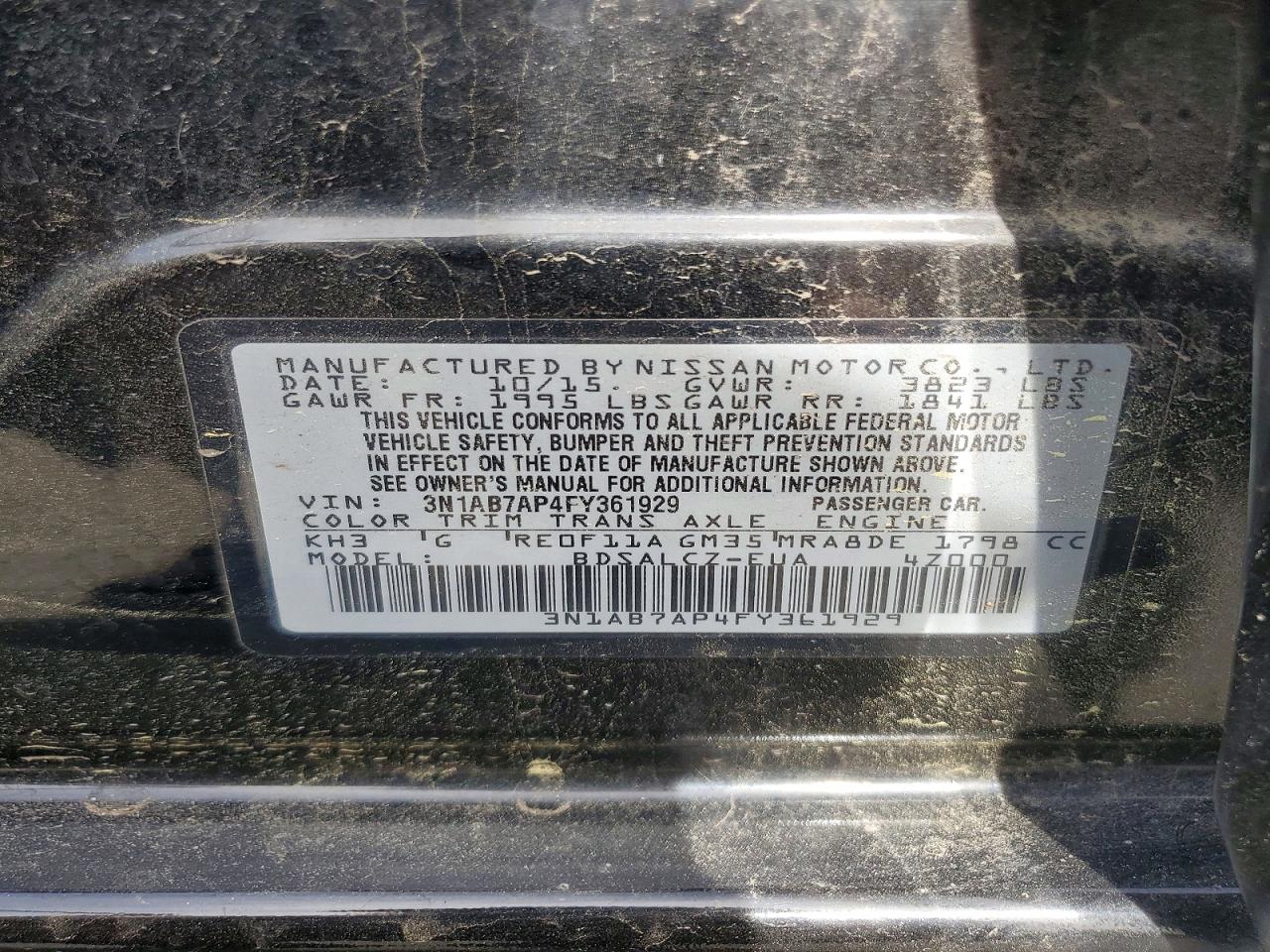 2015 NISSAN SENTRA S photo 23