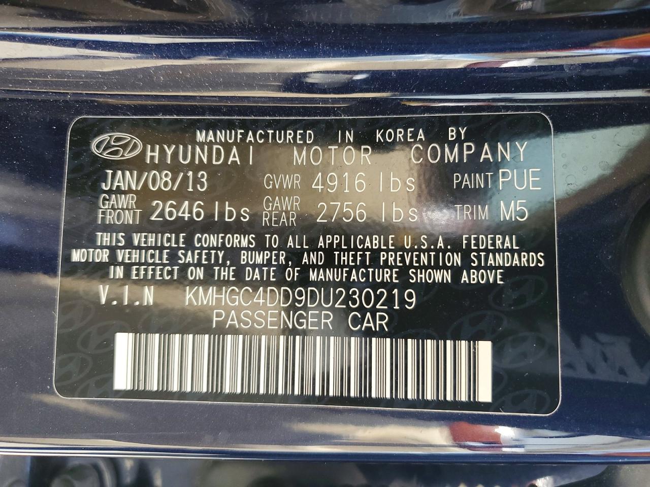 2013 HYUNDAI GENESIS 3.8L photo 13