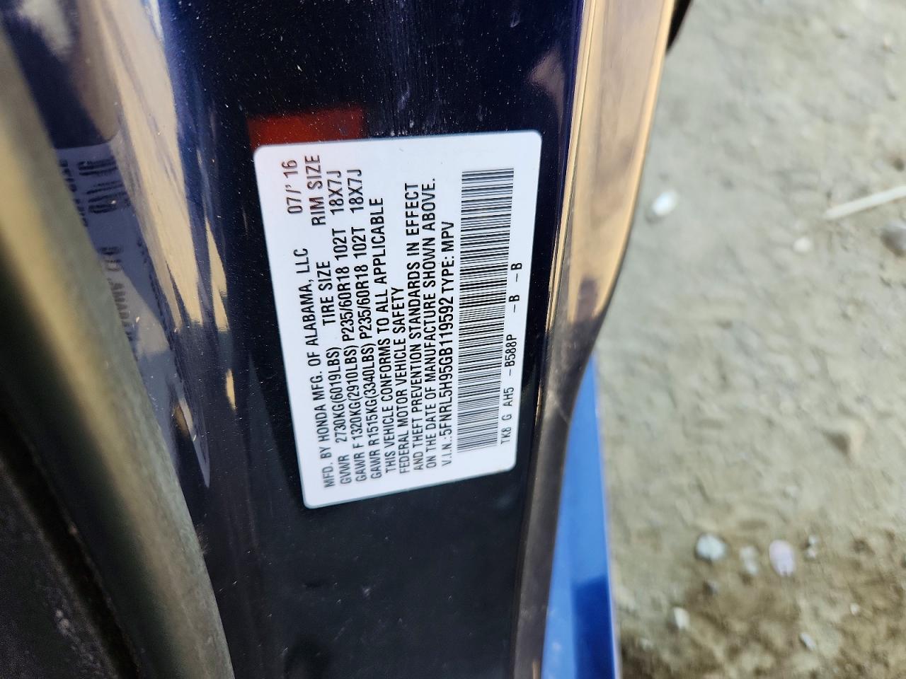 2016 HONDA ODYSSEY TOURING photo 13