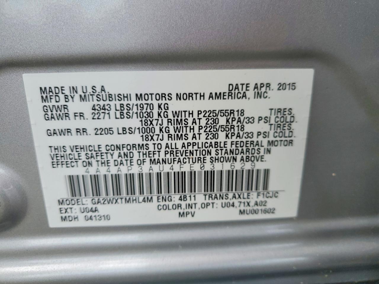 2015 MITSUBISHI OUTLANDER SPORT ES photo 40