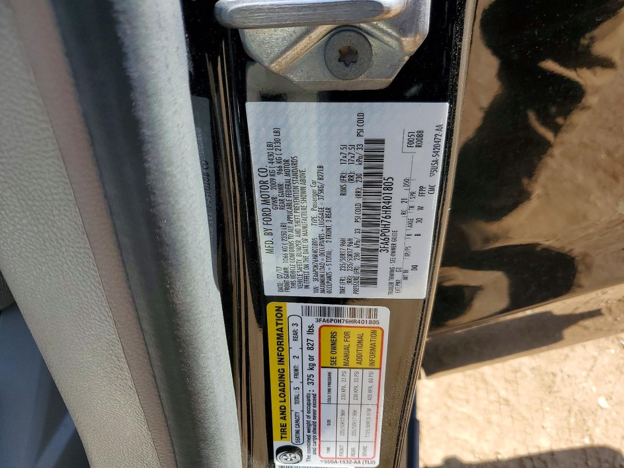 2017 FORD FUSION photo 25