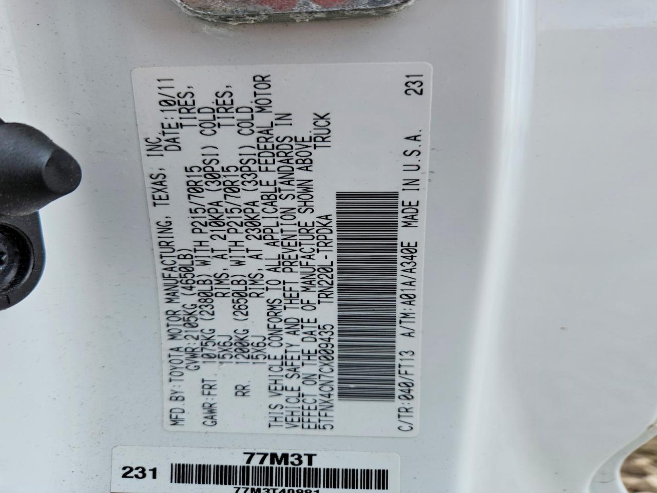2012 TOYOTA TACOMA BASE photo 23