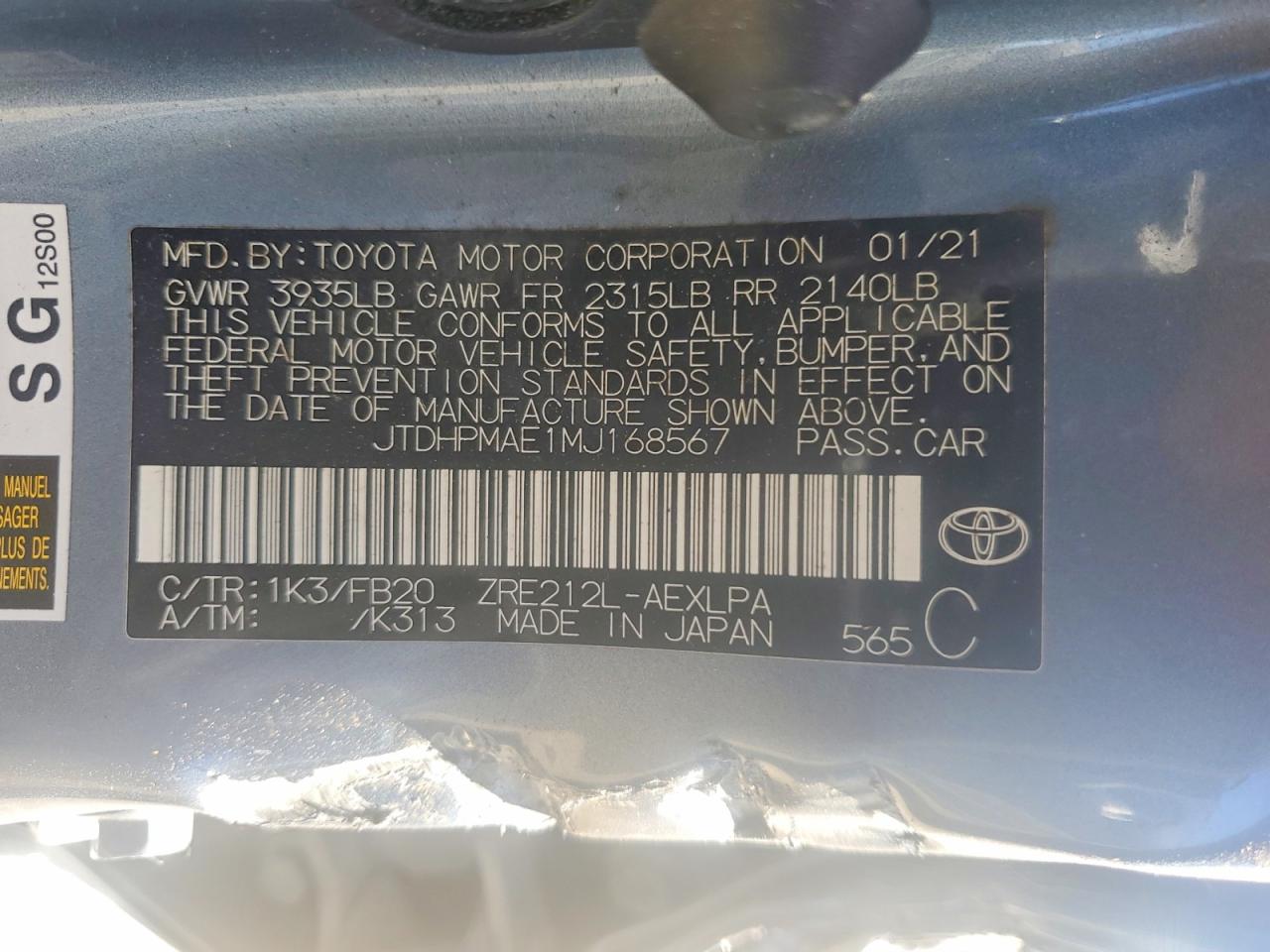 2021 TOYOTA COROLLA LE photo 23
