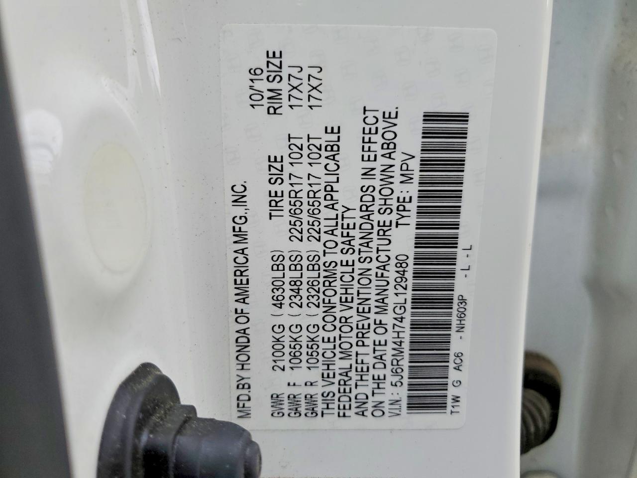 2016 HONDA CR-V EXL photo 25